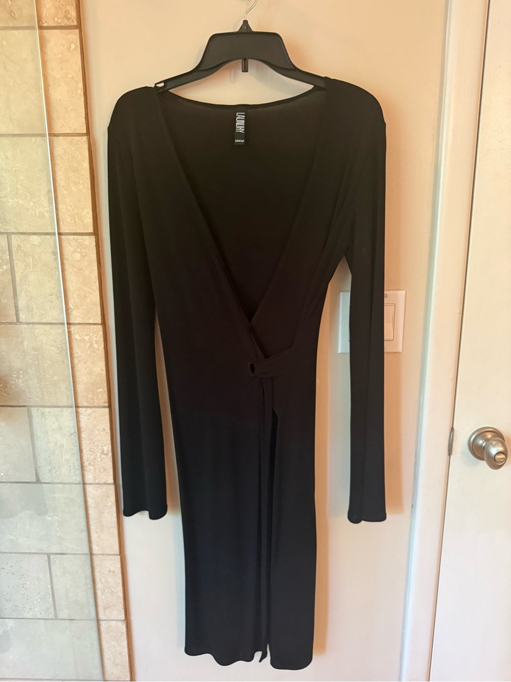 Laundry Black Wrap Dress with Long Sleeves size 4